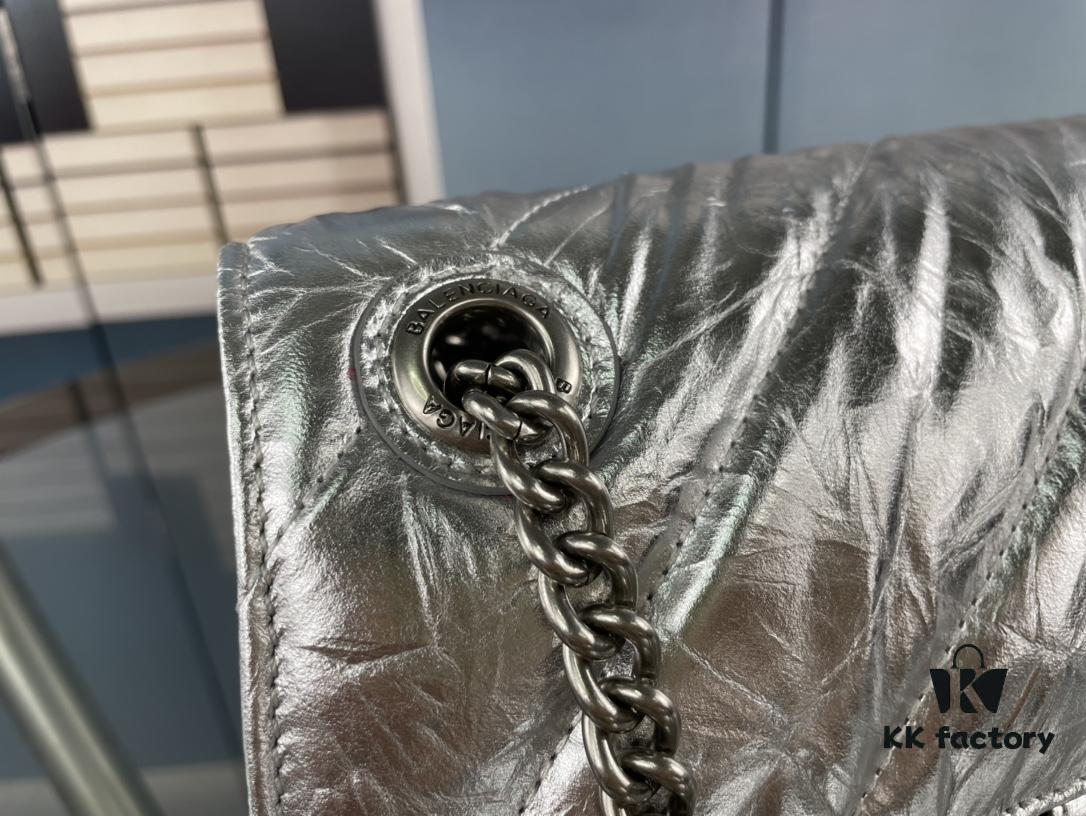 Balenciaga New Arrival Small Chain Hourglass Bag, Smooth Calfskin Leather, Waxed Leather