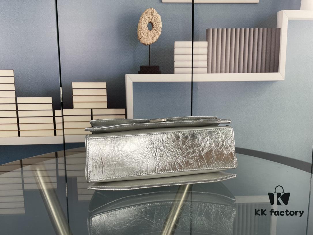 Balenciaga New Arrival Small Chain Hourglass Bag, Smooth Calfskin Leather, Waxed Leather