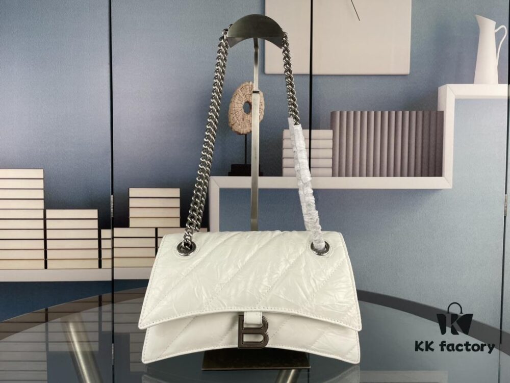 Balenciaga New Arrival Small Chain Hourglass Bag, Smooth Calfskin and Wax Leather