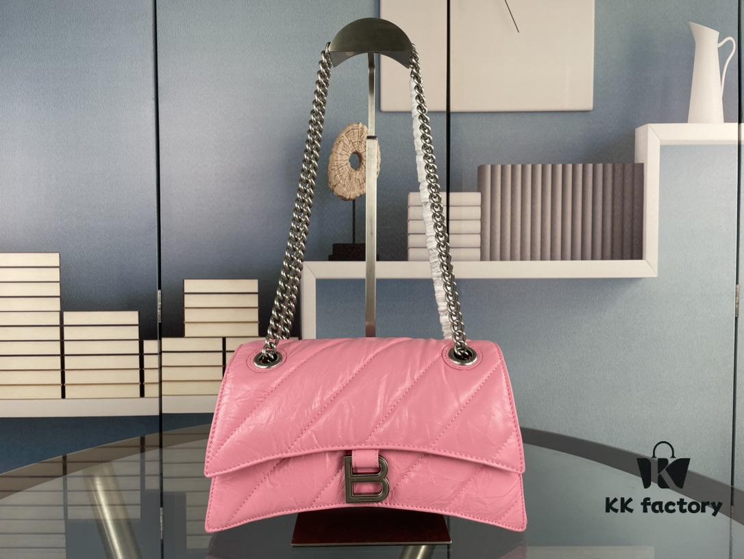 Balenciaga New Arrival Small Chain Hourglass Bag, Smooth Calfskin Leather with Waxed Finish