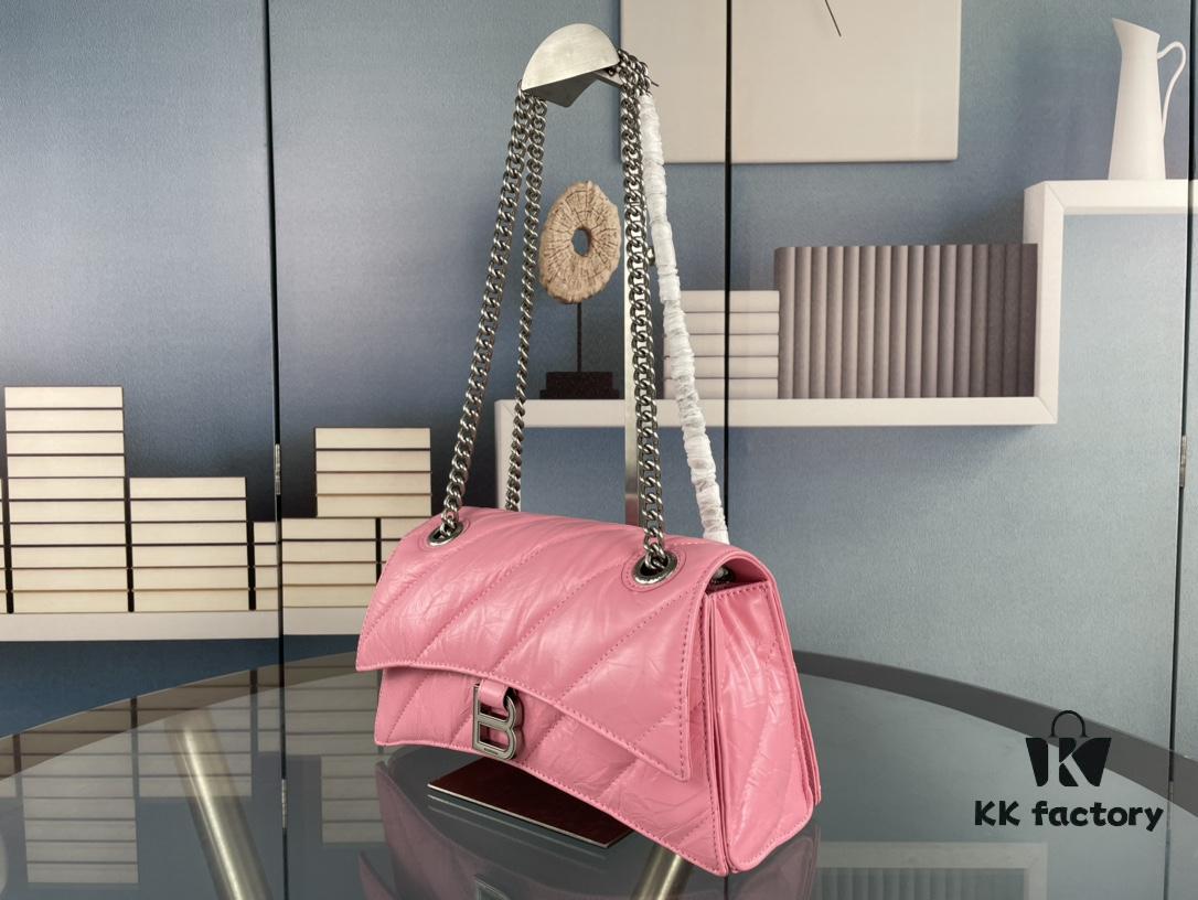 Balenciaga New Arrival Small Chain Hourglass Bag, Smooth Calfskin Leather with Waxed Finish