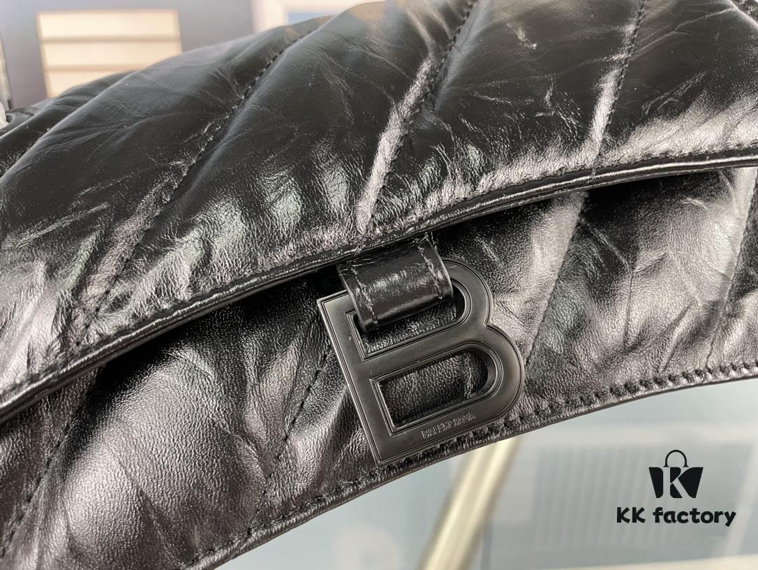 Balenciaga New Arrival Small Hourglass Chain Bag, Smooth Calfskin with Wax Leather Finish