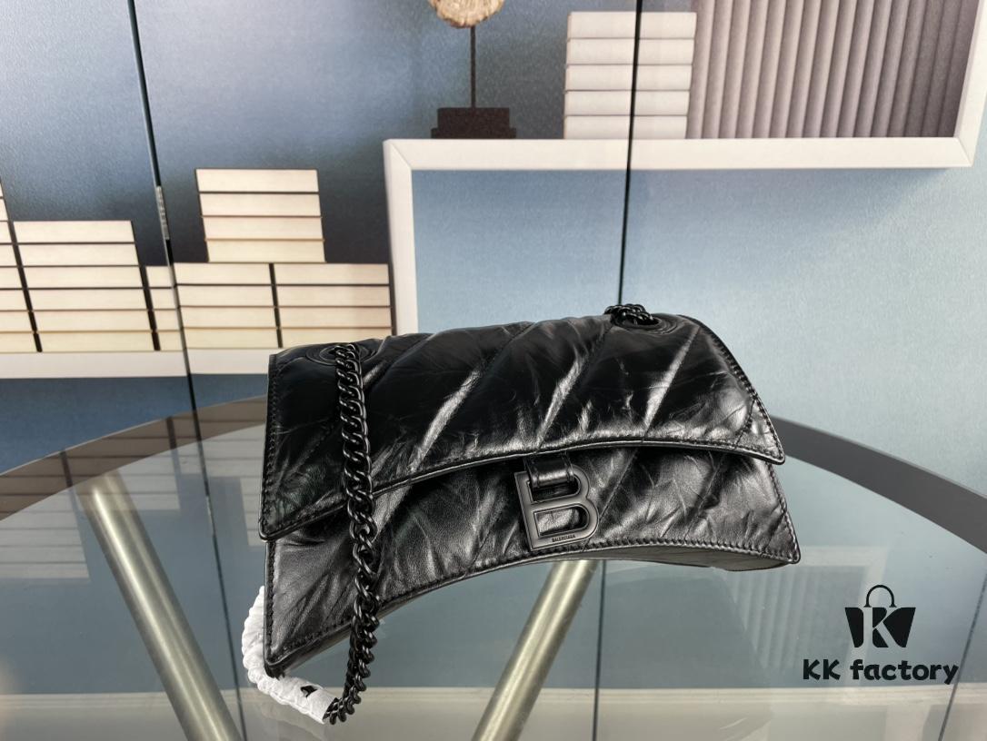 Balenciaga New Arrival Small Hourglass Chain Bag, Smooth Calfskin with Wax Leather Finish