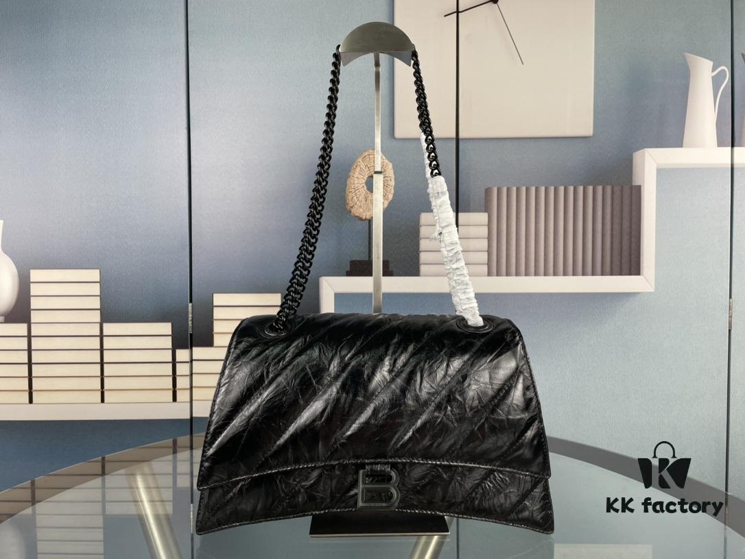 Balenciaga New Arrival Large Chain Hourglass Bag, Smooth Calfskin with Wax Leather Finish