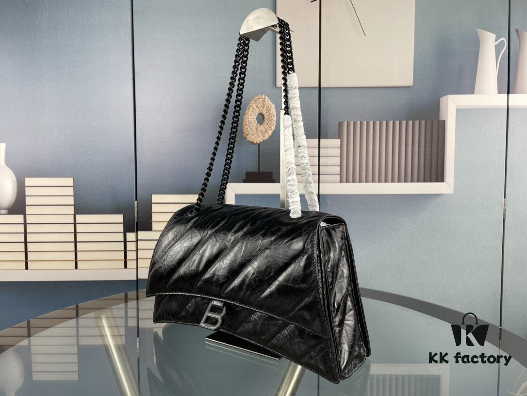 Balenciaga New Arrival Large Chain Hourglass Bag, Smooth Calfskin with Wax Leather Finish