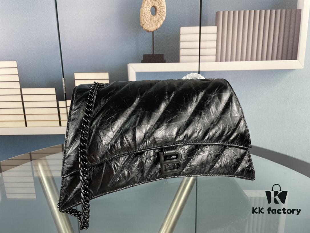 Balenciaga New Arrival Large Chain Hourglass Bag, Smooth Calfskin with Wax Leather Finish