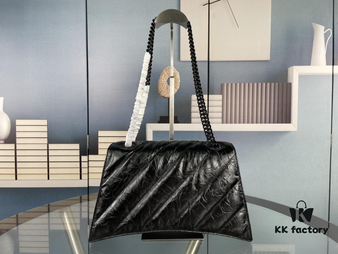 Balenciaga New Arrival Large Chain Hourglass Bag, Smooth Calfskin with Wax Leather Finish