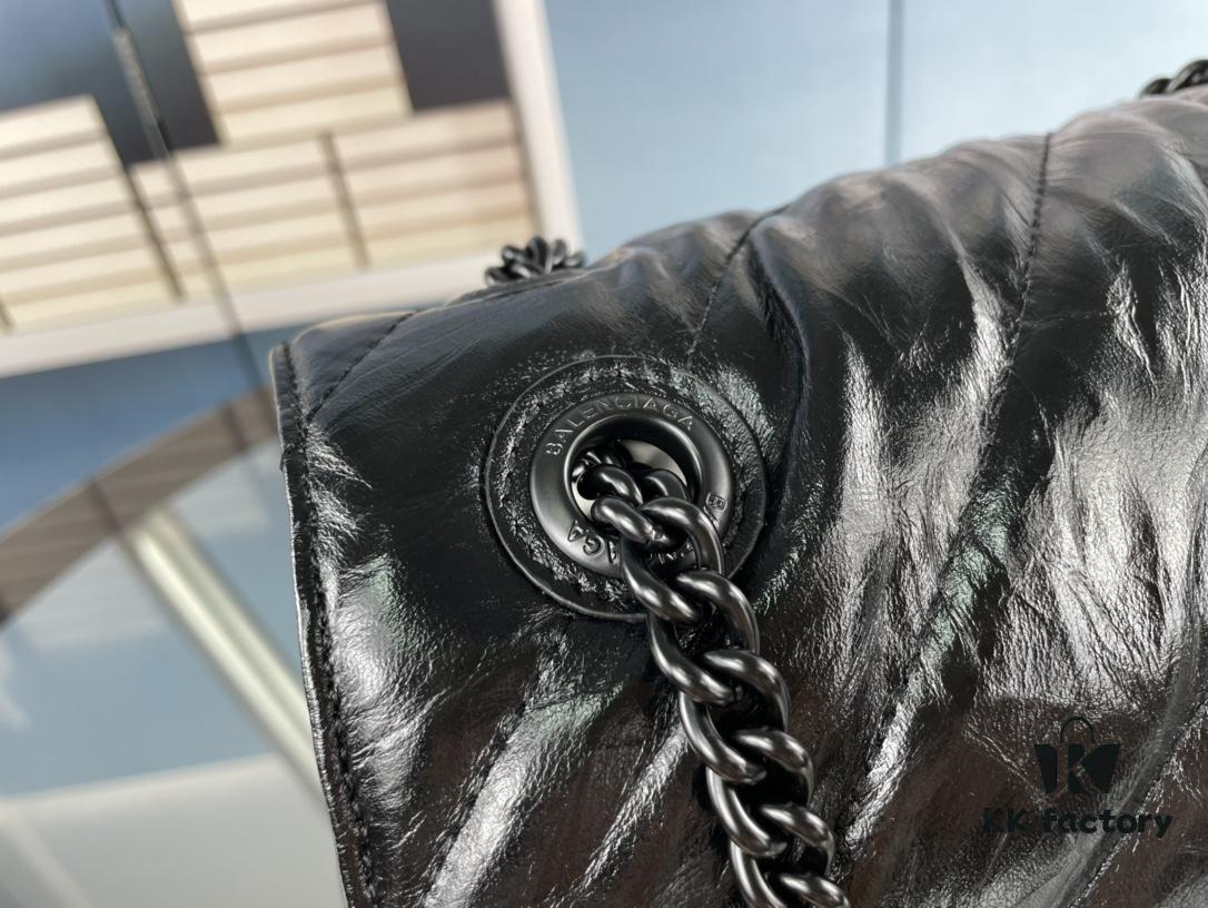 Balenciaga New Arrival Large Chain Hourglass Bag, Smooth Calfskin with Wax Leather Finish