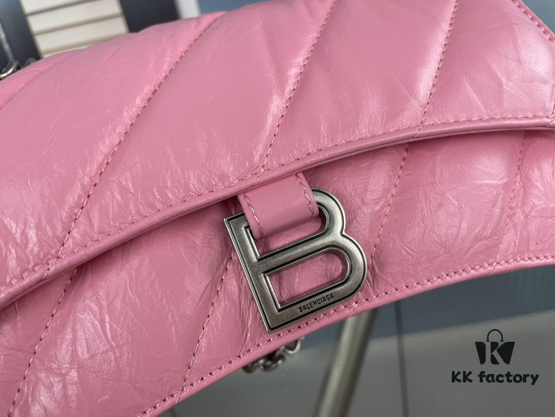 Balenciaga New Arrival Small Chain Hourglass Bag, Smooth Calfskin Leather with Waxed Finish