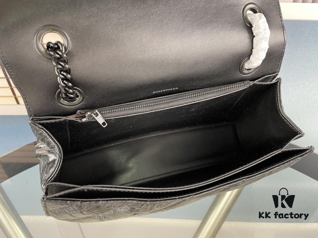 Balenciaga New Arrival Large Chain Hourglass Bag, Smooth Calfskin with Wax Leather Finish