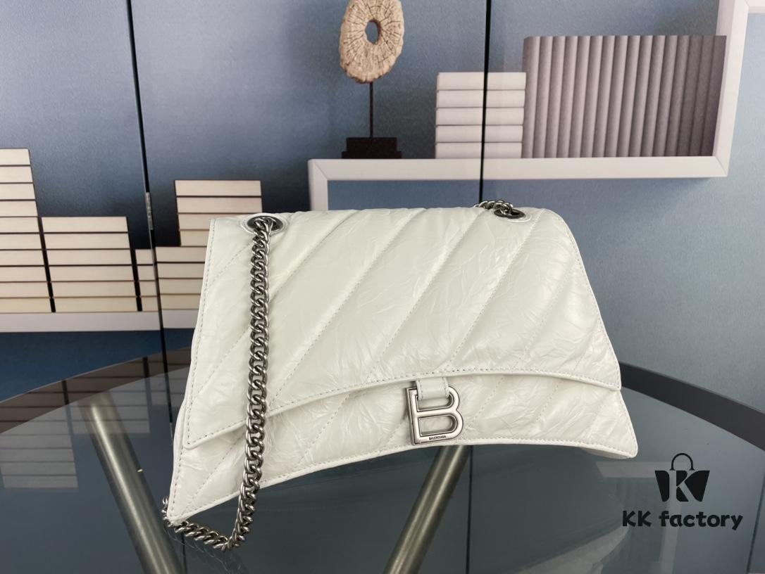 Balenciaga New Arrival Large Chain Hourglass Bag, Smooth Calfskin, Waxed Leather