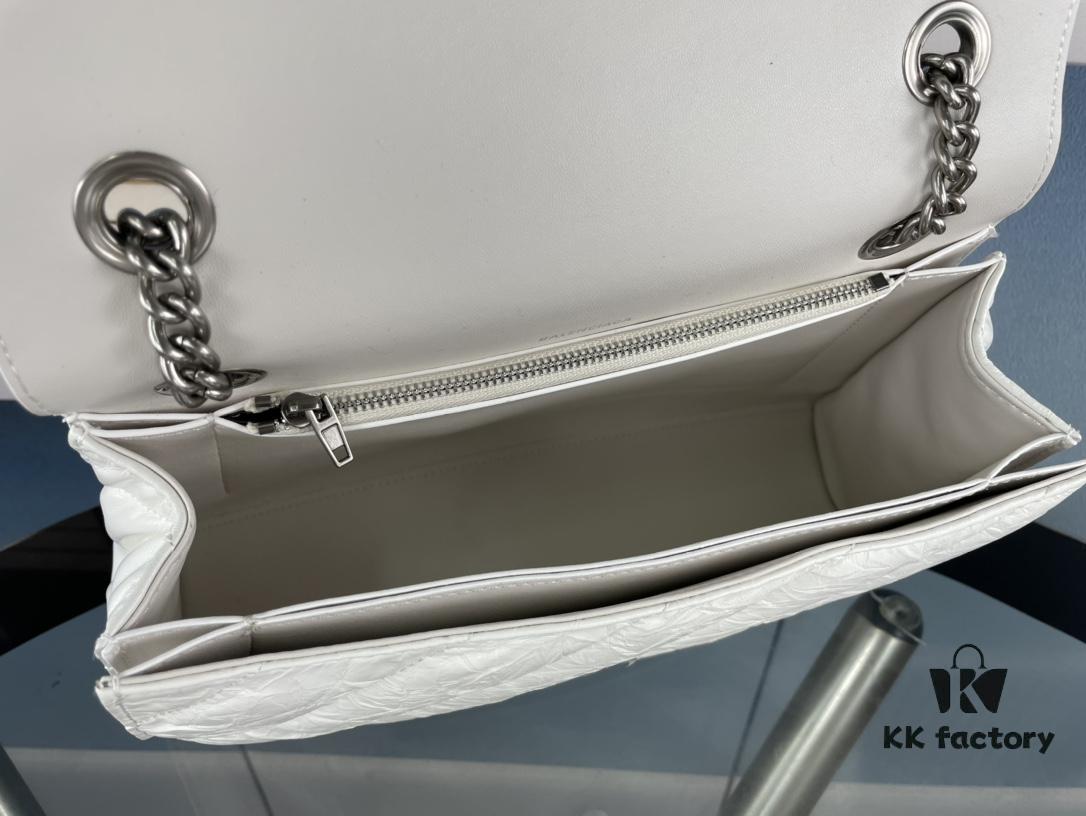 Balenciaga New Arrival Large Chain Hourglass Bag, Smooth Calfskin, Waxed Leather