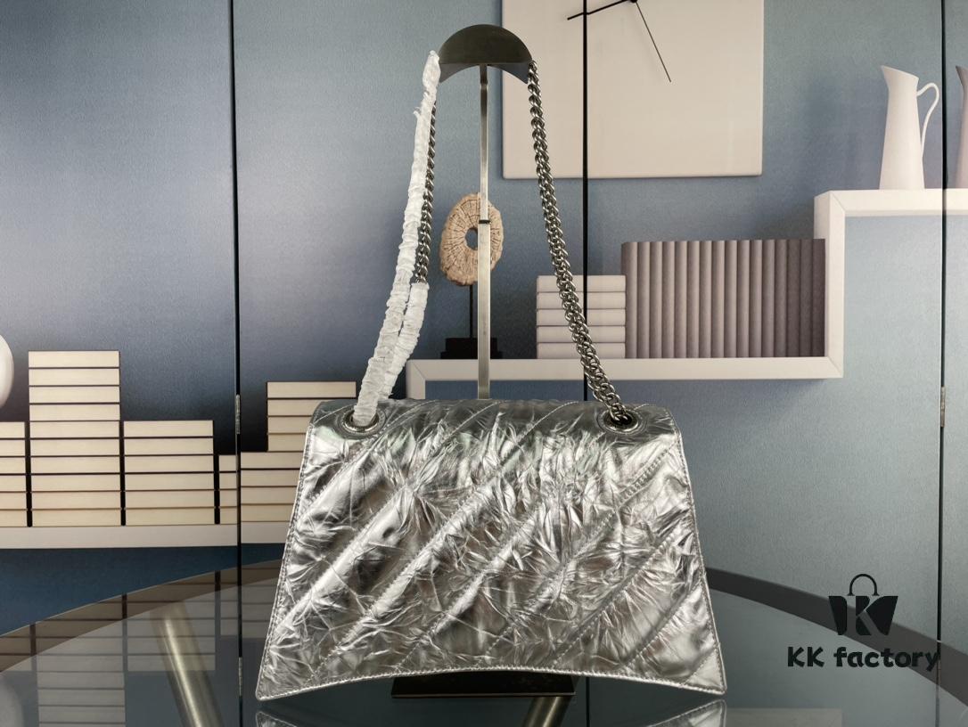 Balenciaga New Arrival Large Chain Hourglass Bag, Smooth Calfskin and Waxed Leather