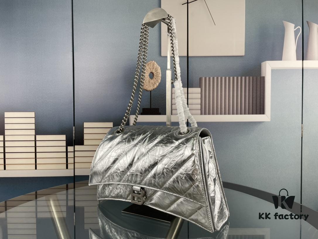 Balenciaga New Arrival Large Chain Hourglass Bag, Smooth Calfskin and Waxed Leather