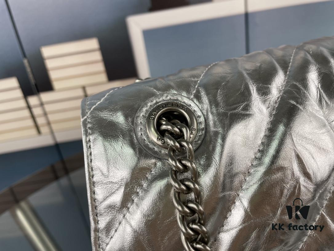 Balenciaga New Arrival Large Chain Hourglass Bag, Smooth Calfskin and Waxed Leather