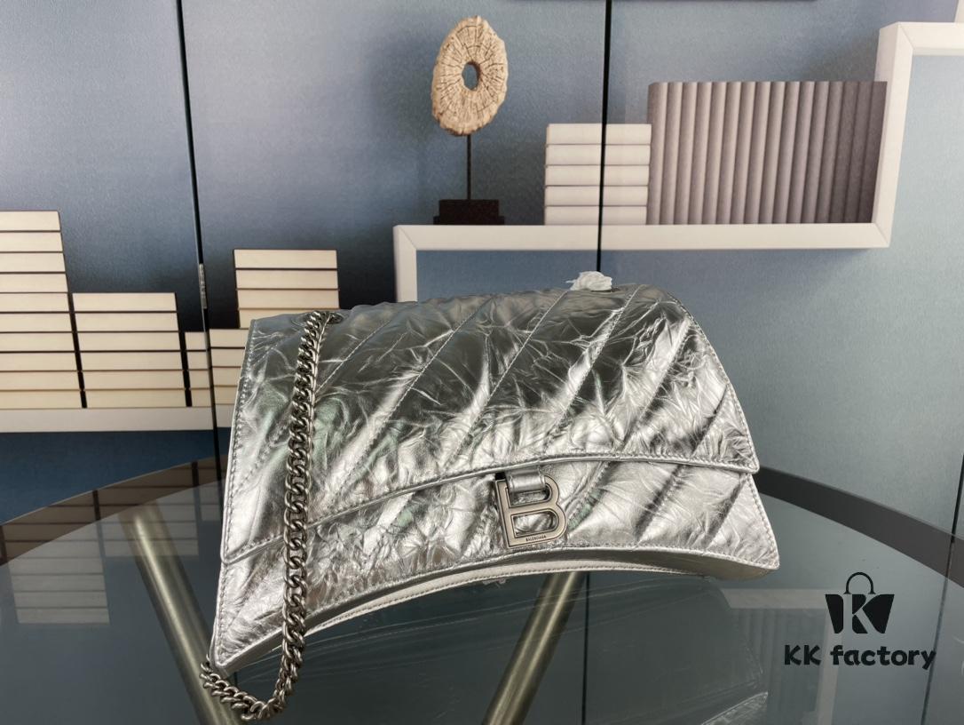 Balenciaga New Arrival Large Chain Hourglass Bag, Smooth Calfskin and Waxed Leather