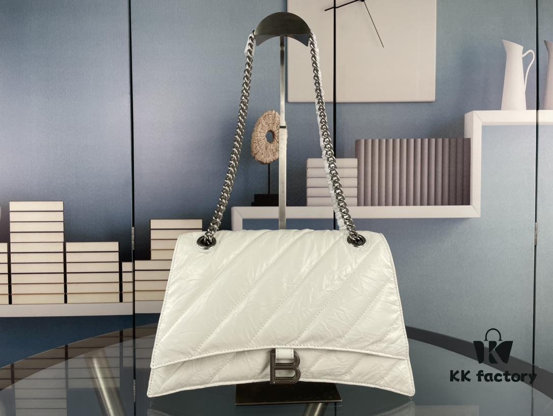 Balenciaga New Arrival Large Chain Hourglass Bag, Smooth Calfskin, Waxed Leather