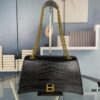 Balenciaga New Arrival Large and Small 230 Chain Hourglass Bag, Crocodile Texture, Cracked Calfskin Leather, Waxed Leather