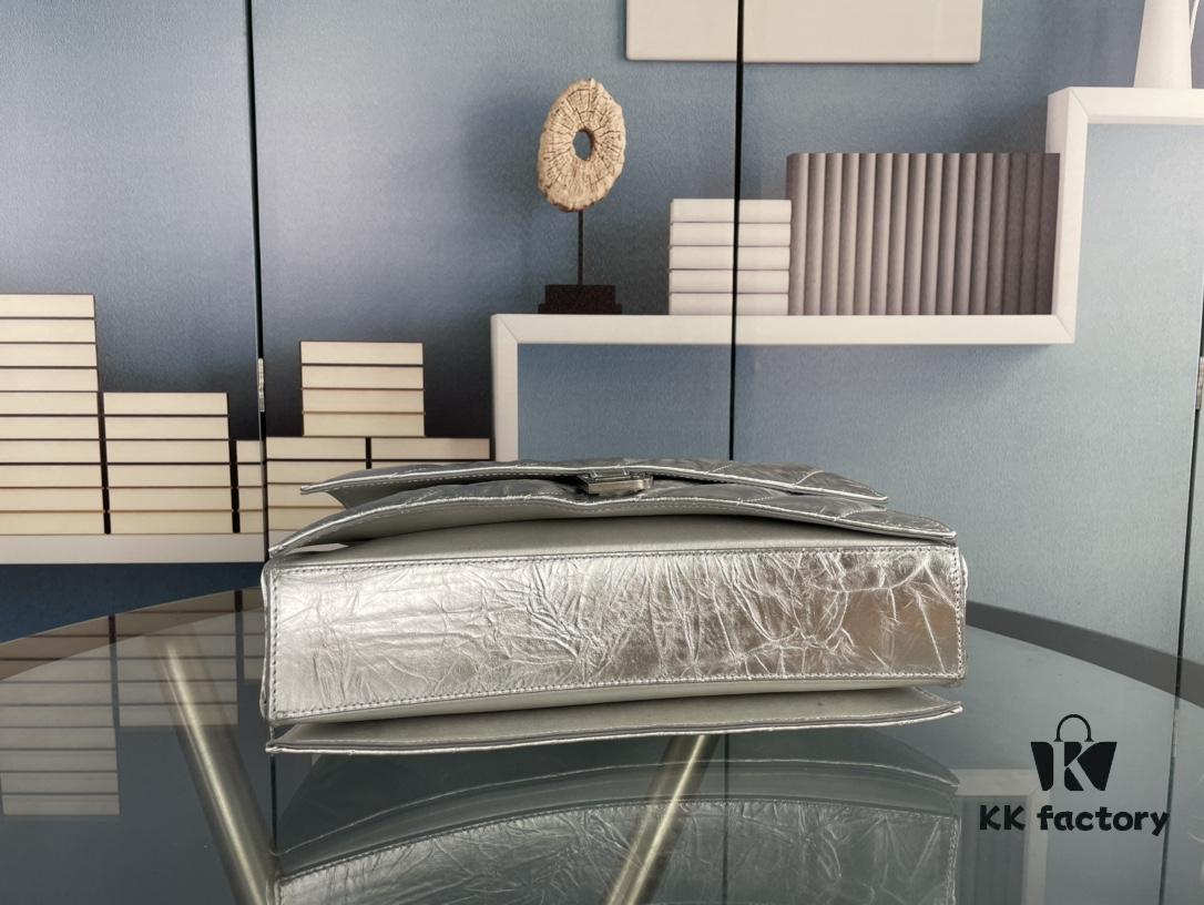 Balenciaga New Arrival Large Chain Hourglass Bag, Smooth Calfskin and Waxed Leather