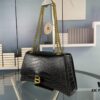 Balenciaga New Arrival Large and Small 230 Chain Hourglass Bag, Crocodile Texture, Cracked Calfskin Leather, Waxed Leather