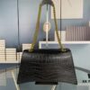 Balenciaga New Arrival Large and Small 230 Chain Hourglass Bag, Crocodile Texture, Cracked Calfskin Leather, Waxed Leather