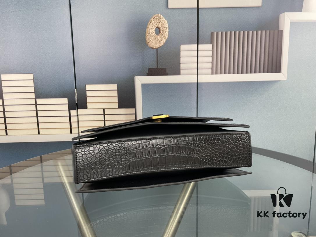 Balenciaga New Arrival Large and Small 230 Chain Hourglass Bag, Crocodile Texture, Cracked Calfskin Leather, Waxed Leather