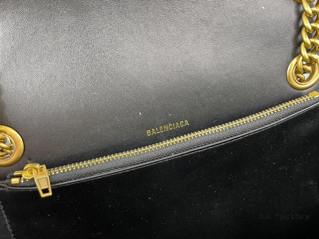 Balenciaga New Arrival Large and Small 230 Chain Hourglass Bag, Crocodile Texture, Cracked Calfskin Leather, Waxed Leather