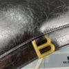 Balenciaga New Arrival Large Chain Hourglass Bag, Cracked Texture Calfskin, Wax Oil Leather