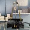 Balenciaga New Arrival Small Chain Hourglass Bag, Calfskin with Cracked Wax Finish