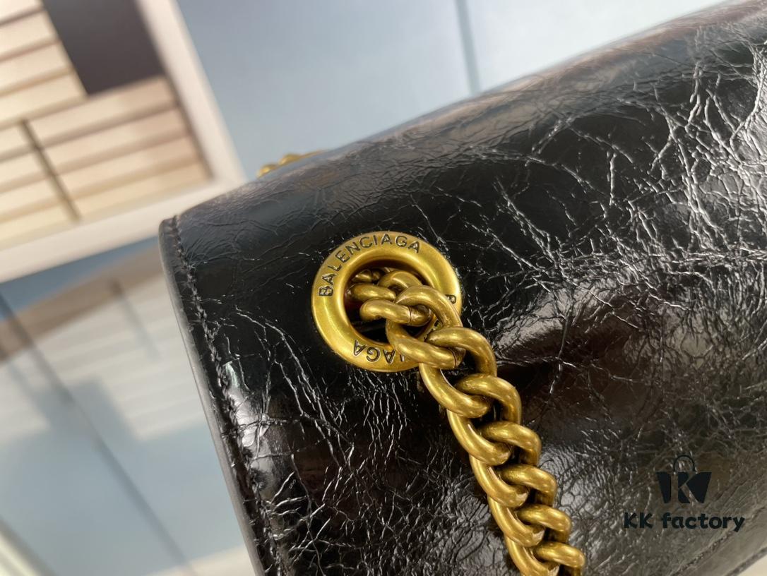 Balenciaga New Arrival Small Chain Hourglass Bag, Calfskin with Cracked Wax Finish