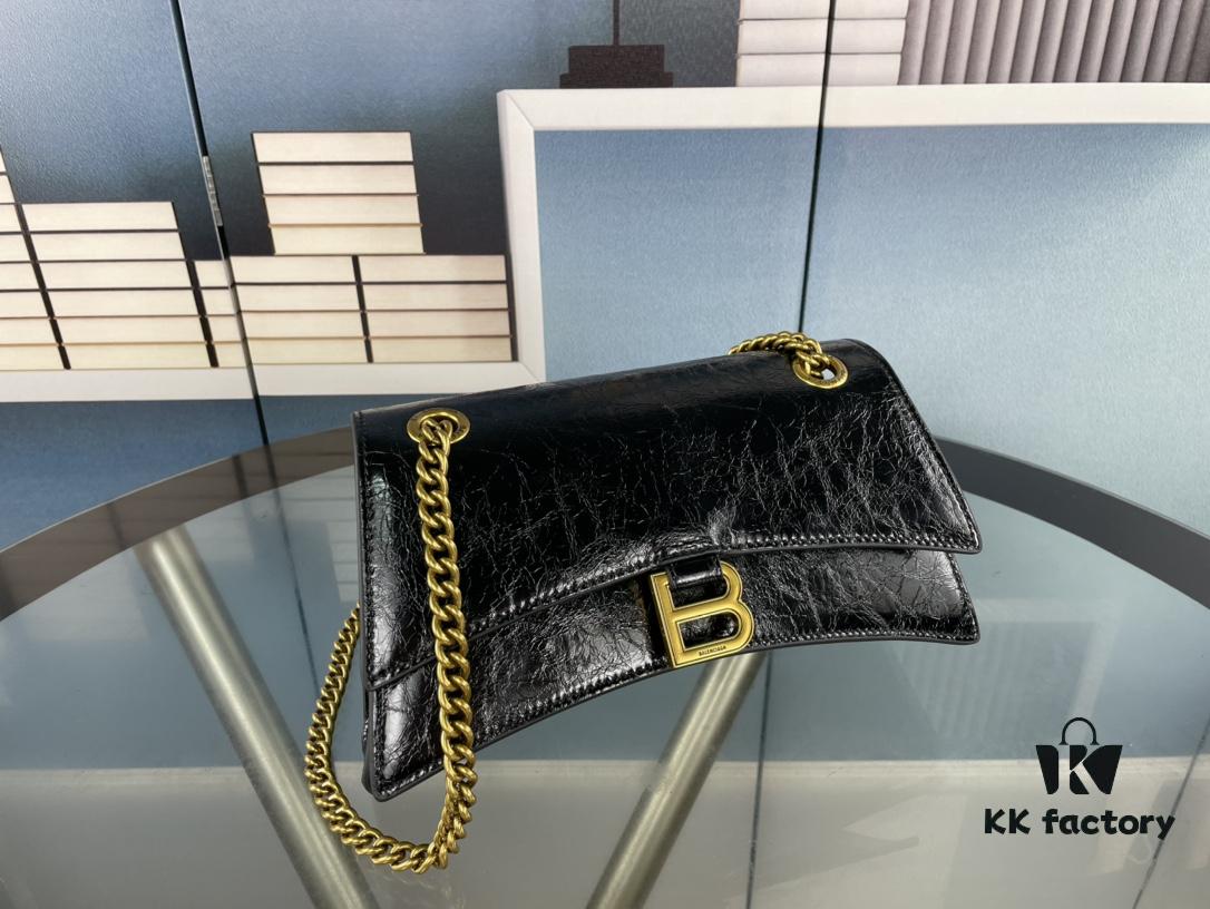 Balenciaga New Arrival Small Chain Hourglass Bag, Calfskin with Cracked Wax Finish