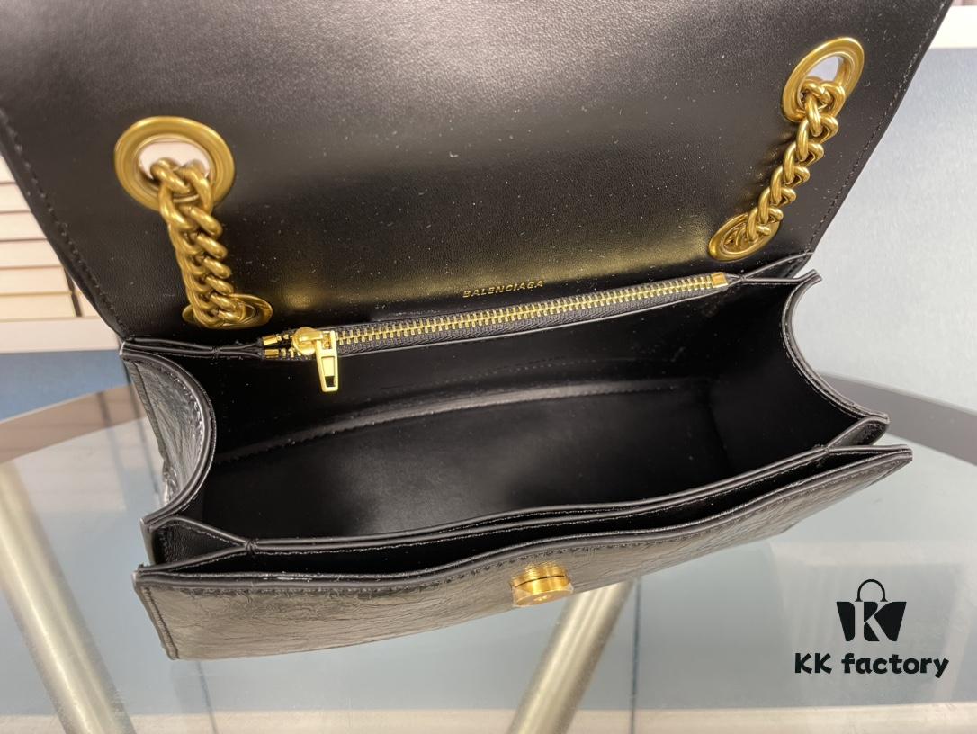 Balenciaga New Arrival Small Chain Hourglass Bag, Calfskin with Cracked Wax Finish