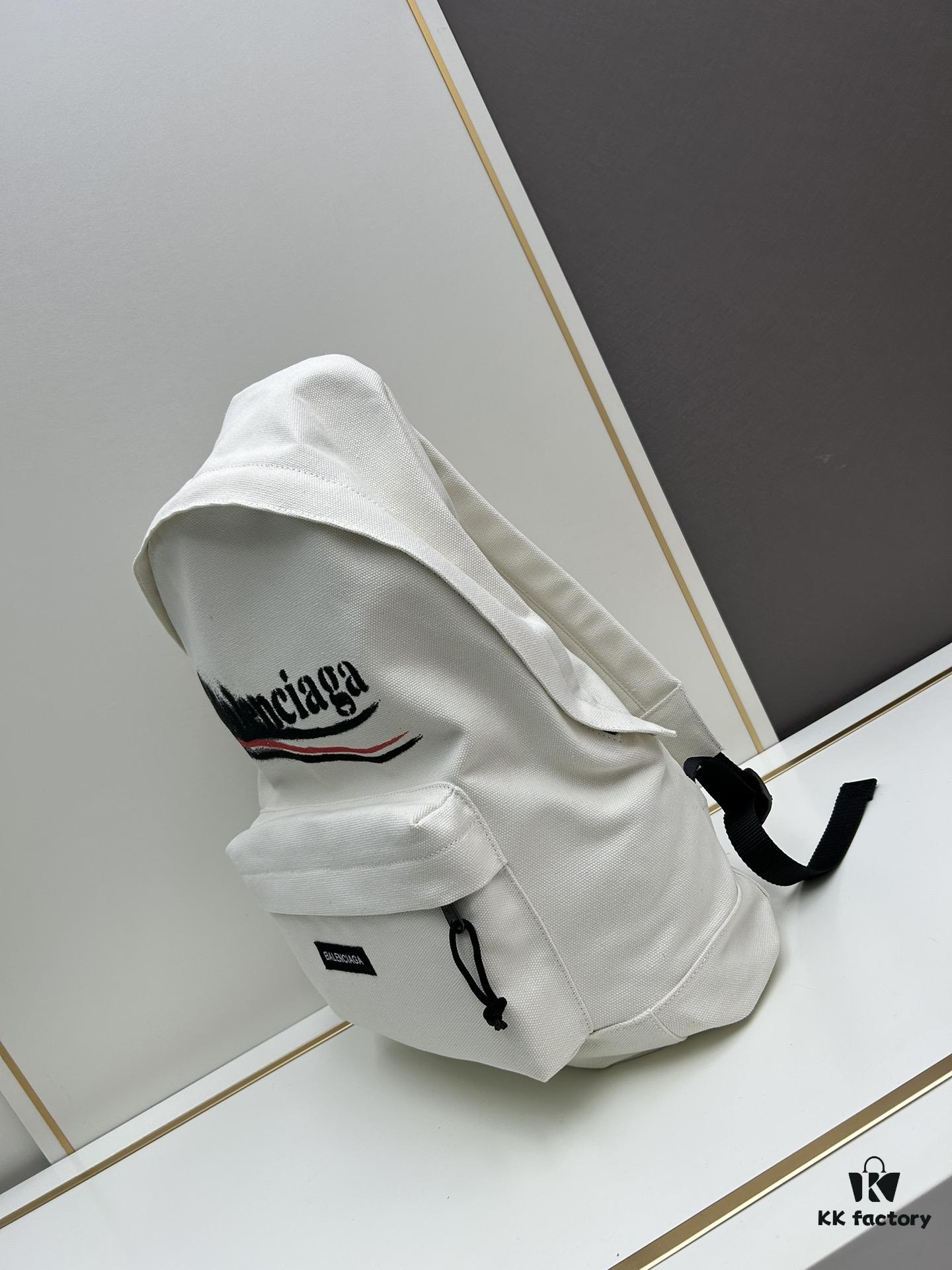 Balenciaga 24SS New Fuzzy Cola White Backpack