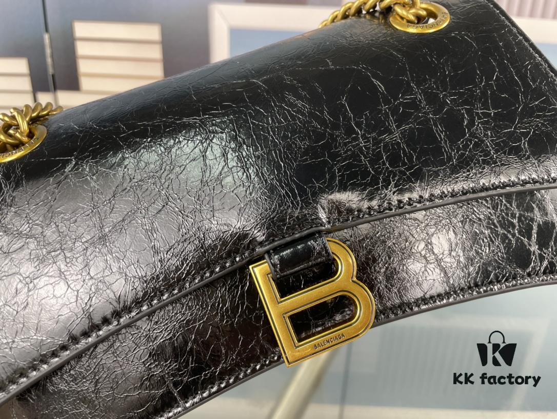 Balenciaga New Arrival Small Chain Hourglass Bag, Calfskin with Cracked Wax Finish