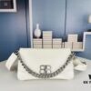 Medium Size 💰 Latest Hot-Selling Balenciaga New Soft Bag, Premium Full-Grain Leather, Soft and Luxurious Texture, Stylish Metal Chain Strap, Spacious Interior, Heavy-Duty BB Metal Hardware
