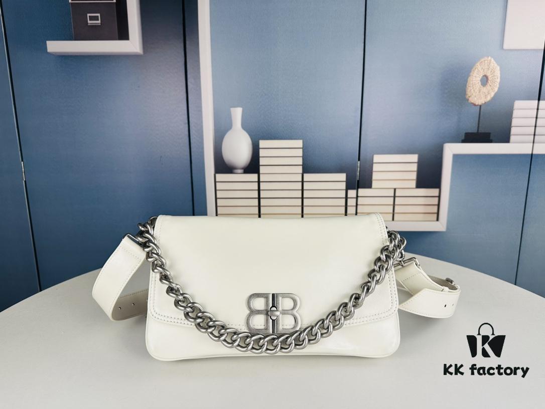 Medium Size 💰 Latest Hot-Selling Balenciaga New Soft Bag, Premium Full-Grain Leather, Soft and Luxurious Texture, Stylish Metal Chain Strap, Spacious Interior, Heavy-Duty BB Metal Hardware