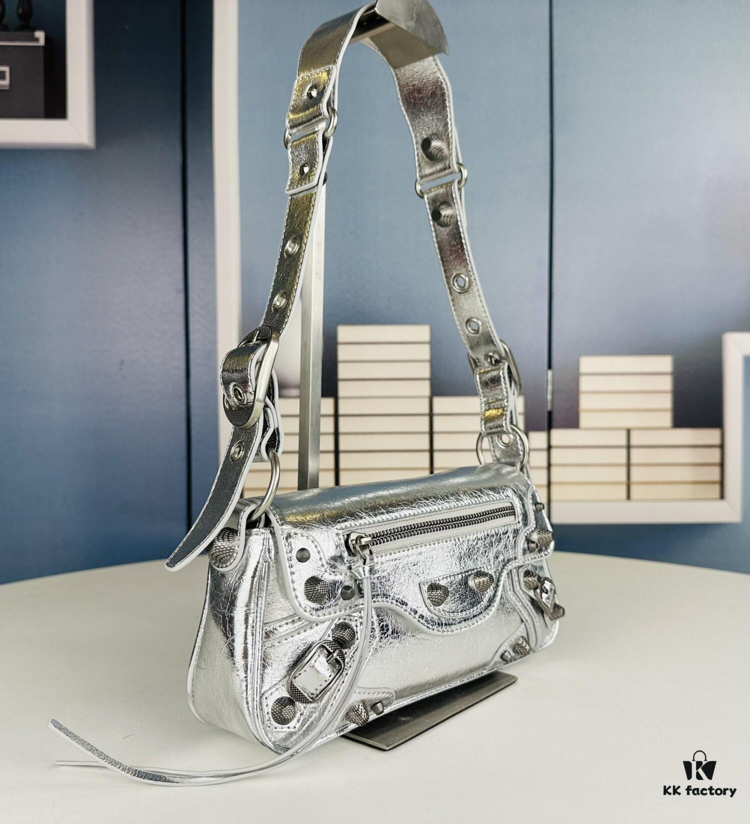 BALENCIAGA Le Cagole Camera Bag in Waxed Black/Grey - Style No. 6701