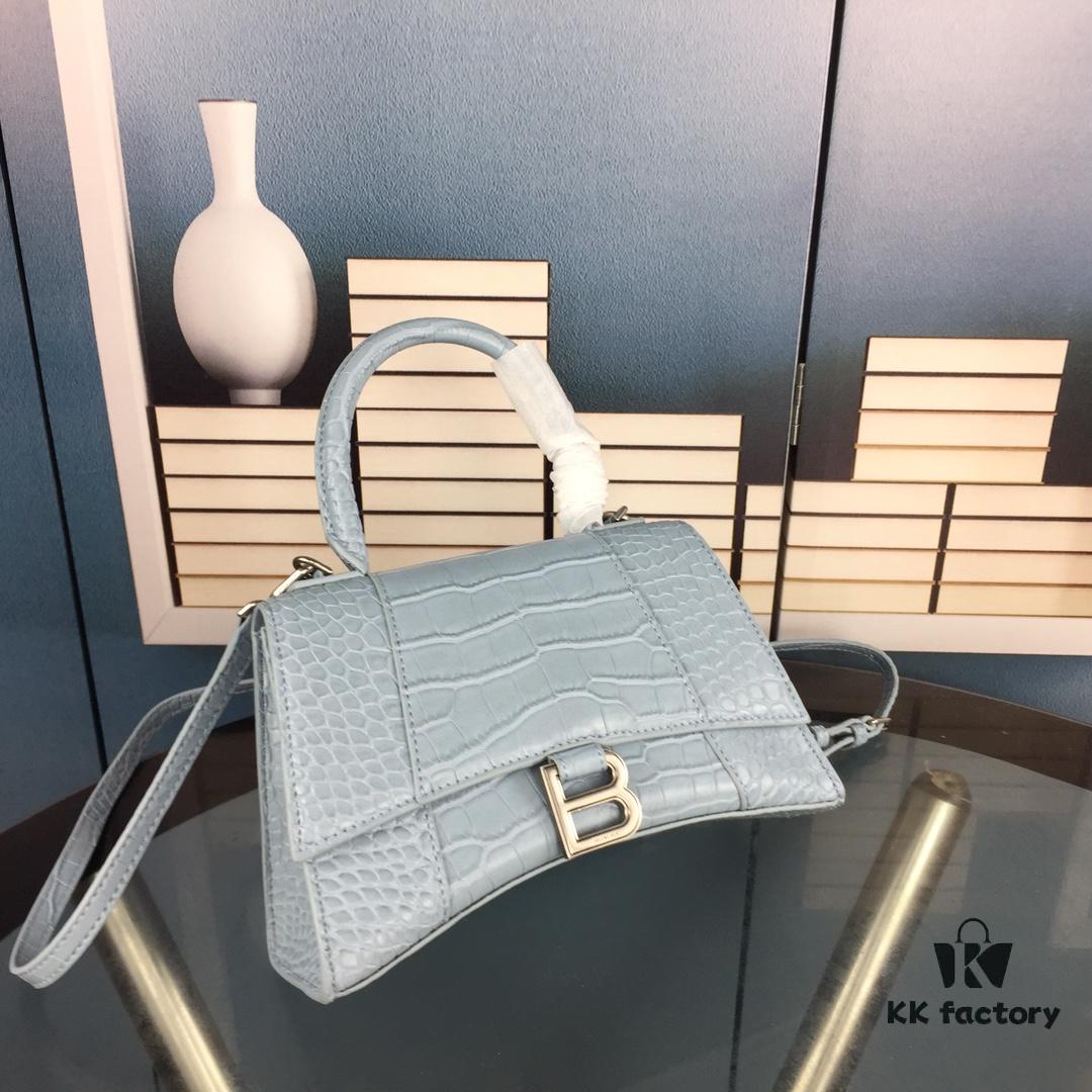 New Arrival☀Balencia Paris Home This Season's Highlight Crocodile-Textured Black Hourglass Bag