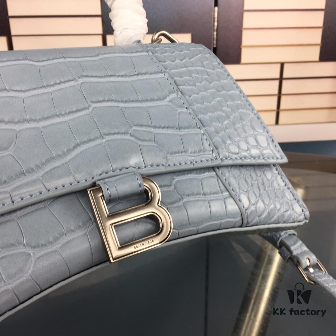 New Arrival☀Balencia Paris Home This Season's Highlight Crocodile-Textured Black Hourglass Bag