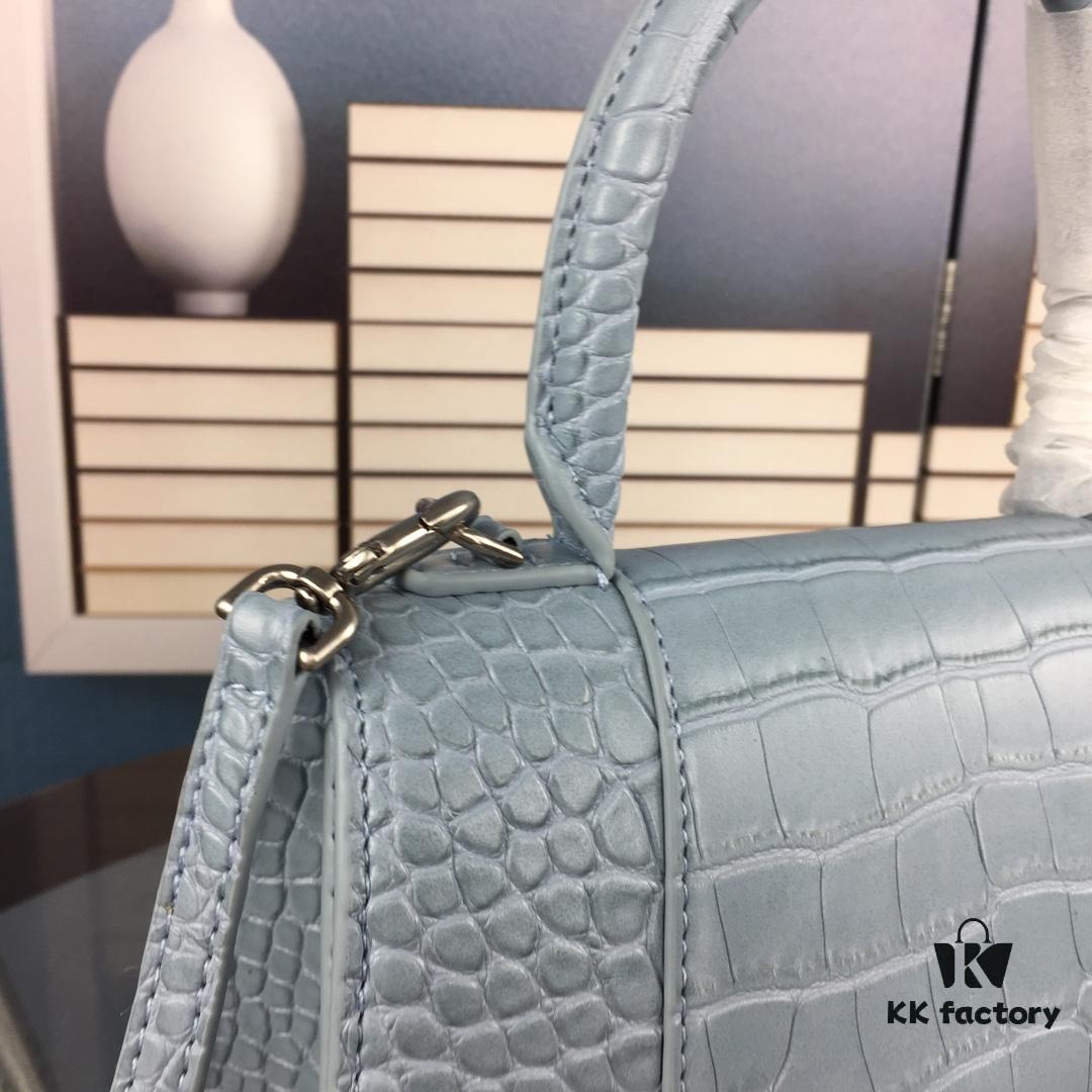 New Arrival☀Balencia Paris Home This Season's Highlight Crocodile-Textured Black Hourglass Bag