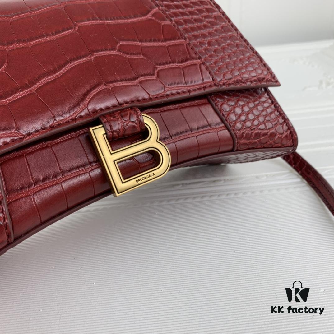 New Arrival☀Balencia Paris Home, This Season's Highlight: Crocodile-Textured Black Hourglass Bag