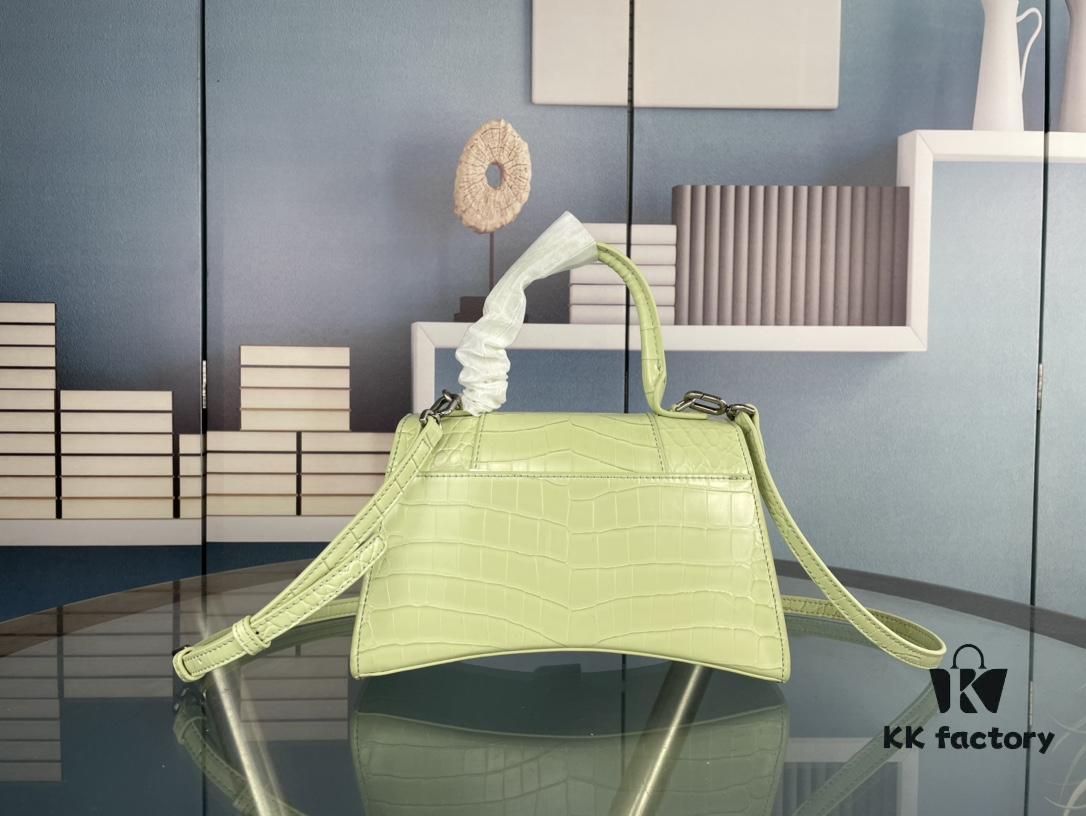 New Large and Small Size 235 Balencia Paris House, This Season's Highlight Crocodile Texture Hourglass Bag with Unique Signature Curved Shape