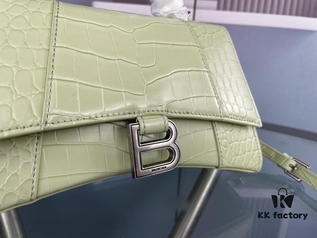New Large and Small Size 235 Balencia Paris House, This Season's Highlight Crocodile Texture Hourglass Bag with Unique Signature Curved Shape
