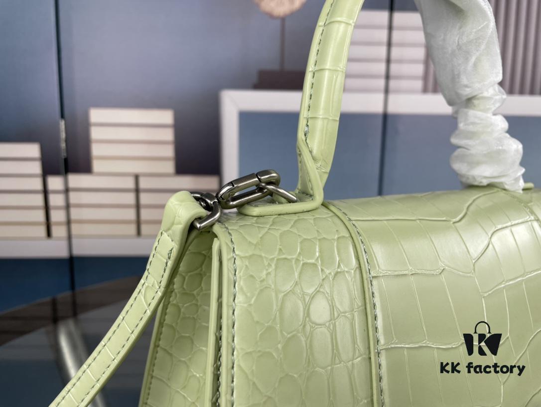 New Large and Small Size 235 Balencia Paris House, This Season's Highlight Crocodile Texture Hourglass Bag with Unique Signature Curved Shape