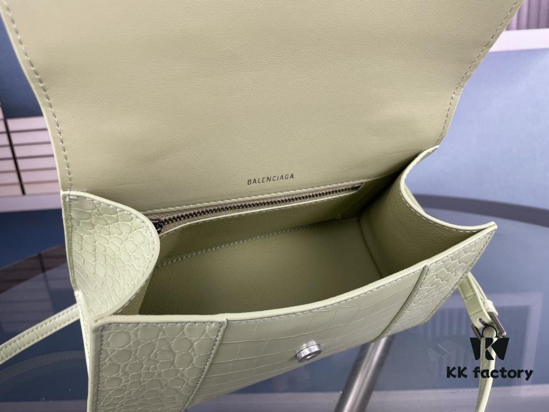 New Large and Small Size 235 Balencia Paris House, This Season's Highlight Crocodile Texture Hourglass Bag with Unique Signature Curved Shape