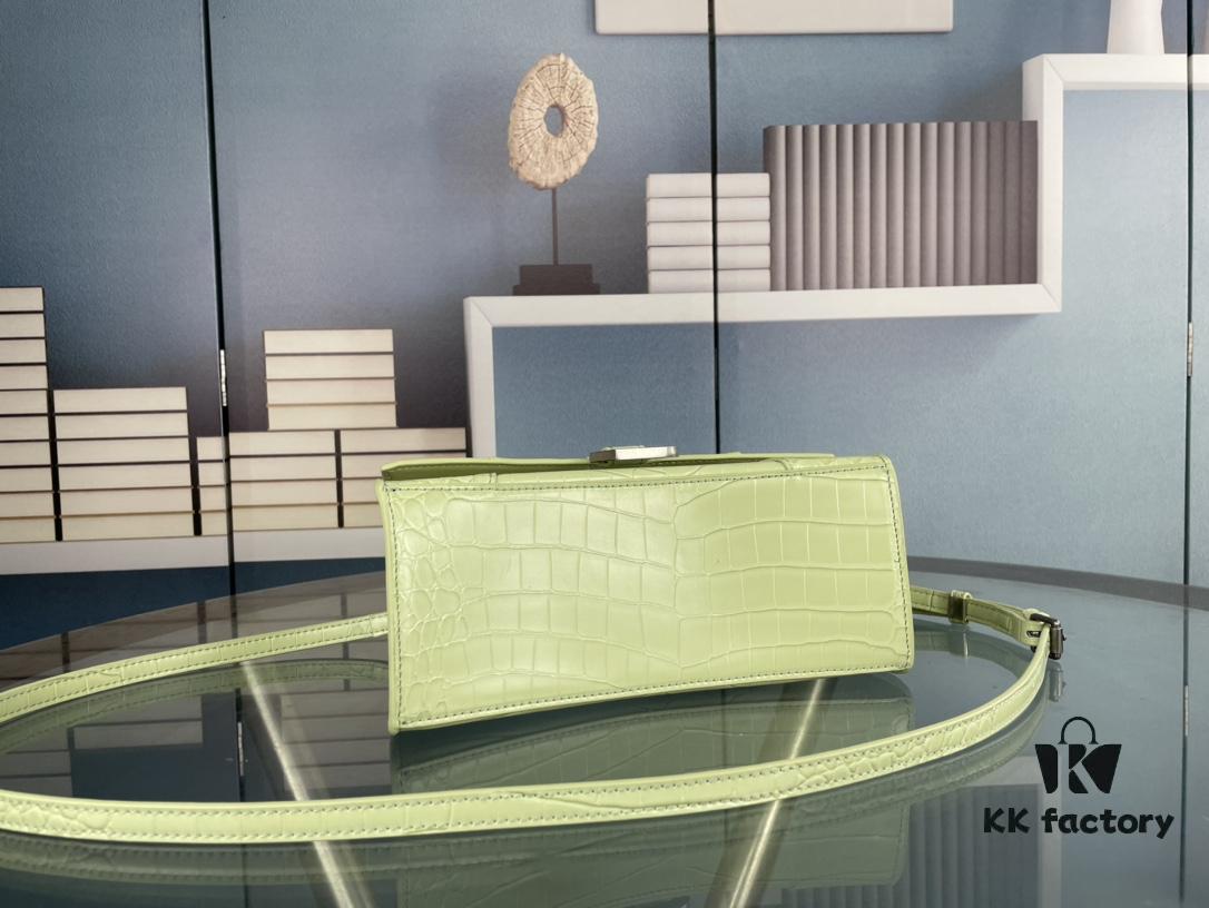 New Large and Small Size 235 Balencia Paris House, This Season's Highlight Crocodile Texture Hourglass Bag with Unique Signature Curved Shape