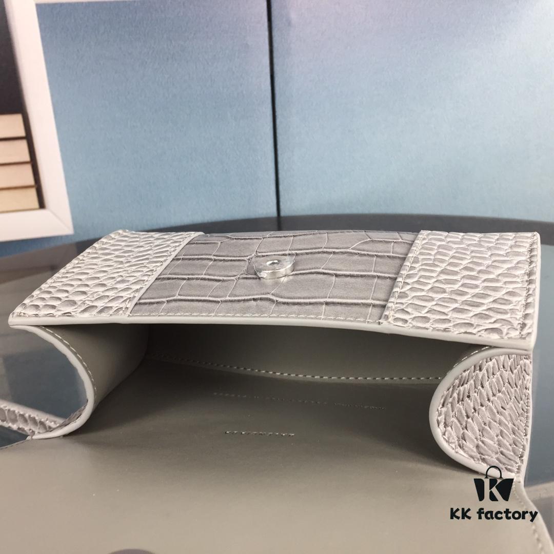 New Large and Small Size 235 Balencia Paris House, This Season's Highlight Crocodile Texture Hourglass Bag with Unique Signature Curved Silhouette