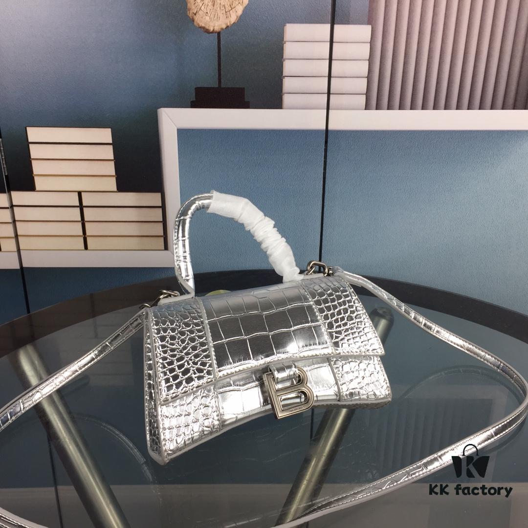 New Large/Small 235 Balencia Paris House, This Season's Highlight Crocodile Texture Hourglass Bag