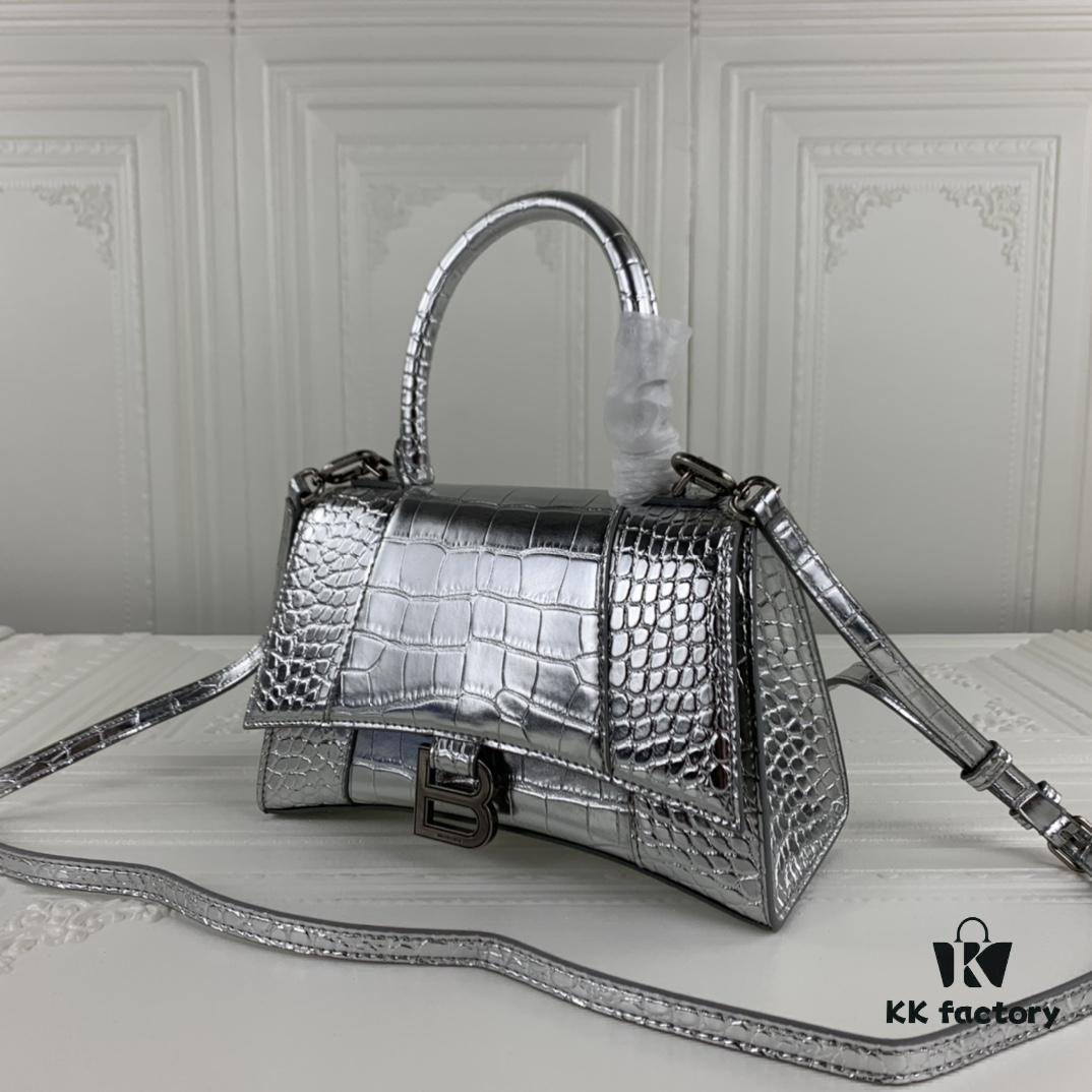 New Large and Small 235 Balencia Paris House, This Season's Heavyweight Crocodile Texture Hourglass Bag