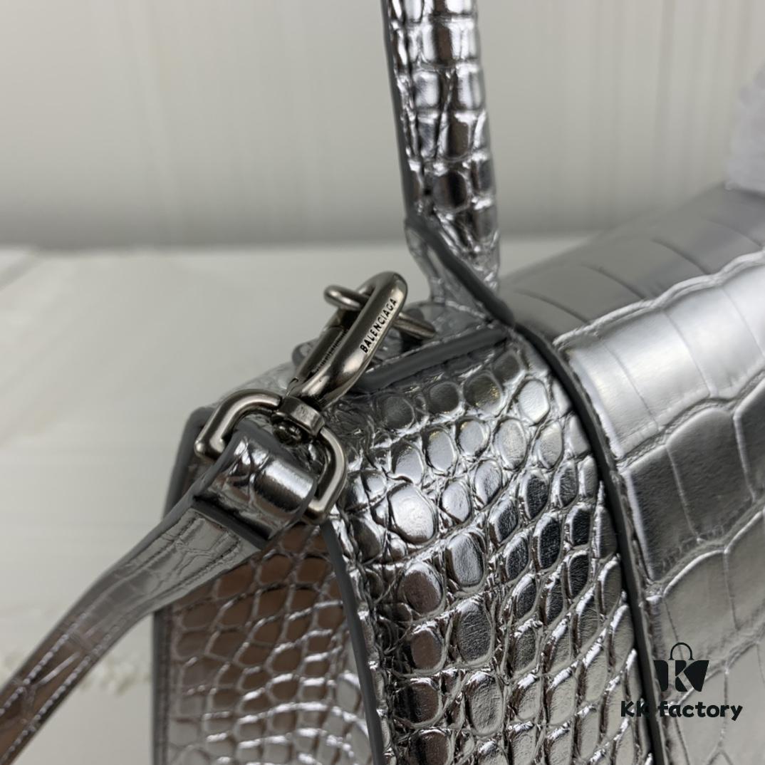 New Large and Small 235 Balencia Paris House, This Season's Heavyweight Crocodile Texture Hourglass Bag